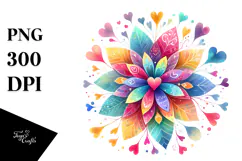 Colorful Boho Flower Digital Painting PNG Product Image 1