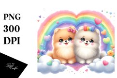 Cute Rainbow Pomeranian Heart PNG Product Image 1