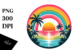 Retro Tropical Sunset, PNG Product Image 1