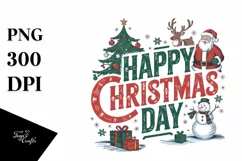 Retro Happy Christmas Day Png Product Image 5