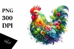 Chicken with Abstract Flower Body PNG Product Image 3