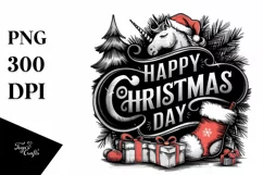 Retro Christmas Unicorn Png Product Image 5