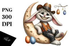 Watercolor Goofy Bunny with Leather Teeth PNG Product Image 1