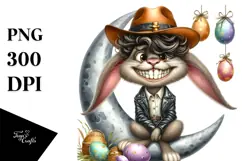 Watercolor Goofy Bunny with Leather Teeth PNG Product Image 1