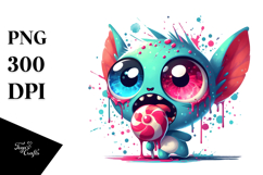 Cute Mini Banshee Licking Eyeball Candy, PNG Product Image 1