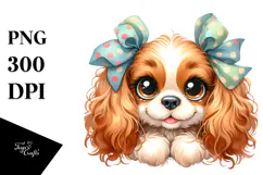 Happy Cocker Spaniel Puppy, Watercolor PNG Product Image 1