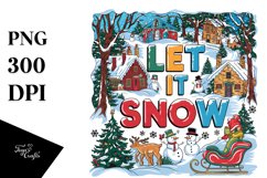 Retro Let It Snow Christmas Png Product Image 5
