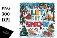 Retro Let It Snow Christmas Png Product Image 5