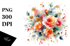 Colorful Floral Frame with Orange Roses PNG Product Image 1