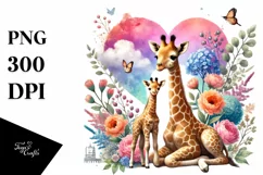 Colorful Baby Giraffe Heart PNG Product Image 1