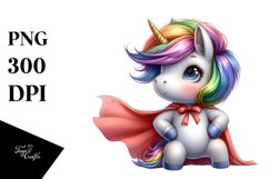 Cute Baby Unicorn Posing as Hero with Haircut | Clipart Product Image 1