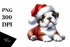 Bulldog with Santa Hat PNG Product Image 1