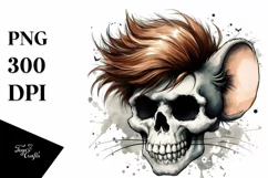 Skull with Hair, Washed, Simple PNG Product Image 1