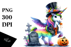 Vibrant Halloween Unicorn | Sublimation | Clipart Product Image 1