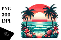 Retro Tropical Beach Sunset, 20 oz Tumbler Product Image 1