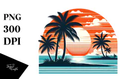 Retro Tropical Beach Sunset, 20 oz Tumbler Product Image 1