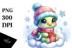 Cute Winter Baby Turtle PNG Product Image 1