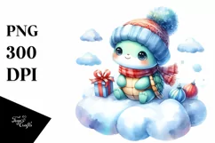 Cute Winter Baby Turtle PNG Product Image 1