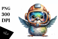 Funny Baby Hummingbird with Scuba Helmet, Transparent PNG Product Image 1