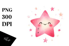 Watercolor Pinkish Star PNG Product Image 1