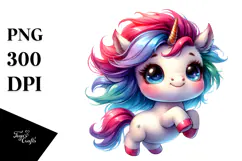 Funny Cute Unicorn Jumping PNG Product Image 1