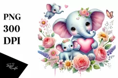 Colorful Baby Elephant Heart PNG Product Image 1