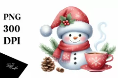 Cute Snowman with Santa Hat PNG Product Image 3