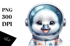 Baby Swan with Astronaut Helmet PNG Product Image 1