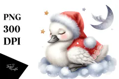 Cute Baby Swan Christmas Cloud PNG Product Image 1