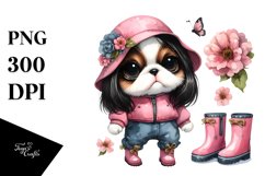 Sublimation Clipart of Baby Japanese Chin with Flowers Product Image 3