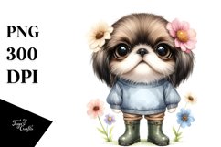 Sublimation Clipart of Baby Japanese Chin with Flowers Product Image 3