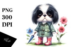 Sublimation Clipart of Baby Japanese Chin with Flowers Product Image 3
