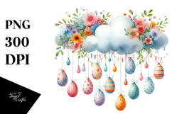 Colorful Cloud Easter Eggs PNG Product Image 1