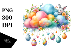 Colorful Cloud Easter Eggs PNG Product Image 1