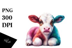 Colorful Baby Cow with Broadway Stage PNG Product Image 1