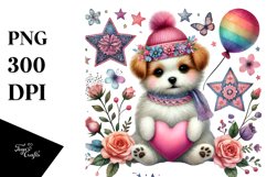 Colorful Dog on Star PNG Product Image 1