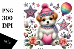 Colorful Dog on Star PNG Product Image 1