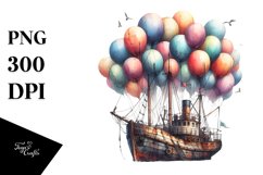 Vintage Rusted Fishing Boat Watercolor PNG Product Image 1