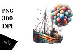 Vintage Rusted Fishing Boat Watercolor PNG Product Image 1