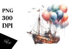 Vintage Rusted Fishing Boat Watercolor PNG Product Image 1