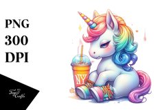 Baby Unicorn at New York Club, Colorful PNG Product Image 3