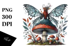 Creative Gothic Fairy on Mushroom PNG Product Image 1