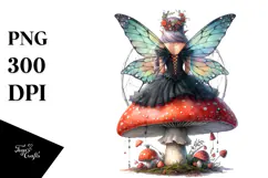 Gothic Fairy on Mushroom PNG Product Image 1