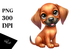 Watercolor Baby Cartoon Rhodesian Ridgeback PNG Product Image 1