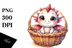 Cute Smiling Baby Dragon PNG Product Image 1