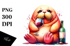 Vibrant Watercolor Walrus | Clipart Product Image 3