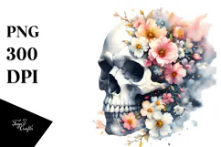 Spring Flower Skull Painting PNG Product Image 1
