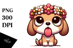 Funny Puppy with Flower Crown.png Product Image 1
