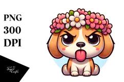 Funny Puppy with Flower Crown.png Product Image 1