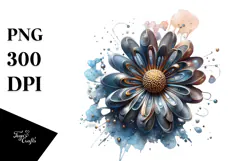 Shiny Abstract Daisy, Watercolor PNG Product Image 1